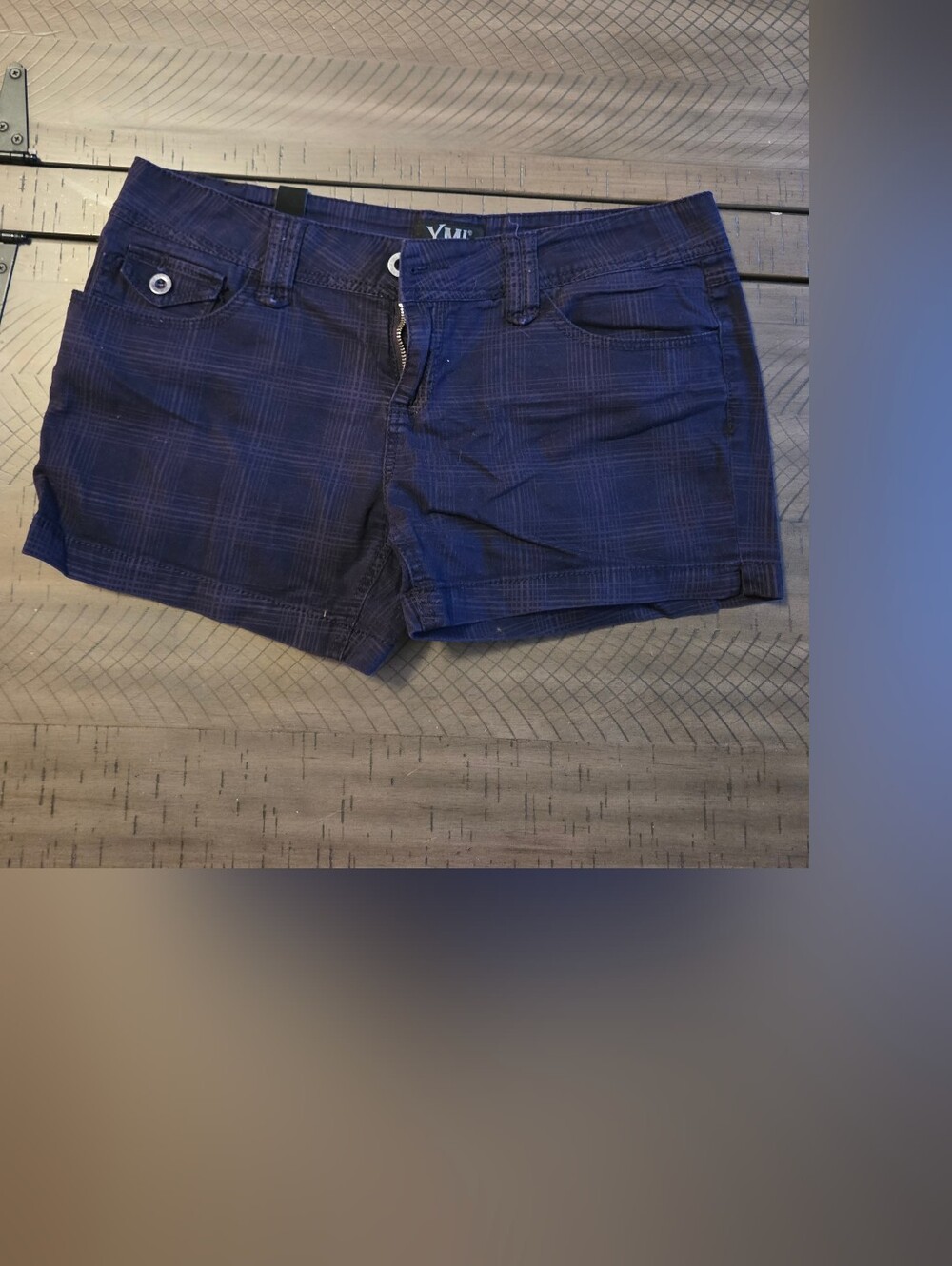 YMI Purple Plaid Flat Front Women's Shorts